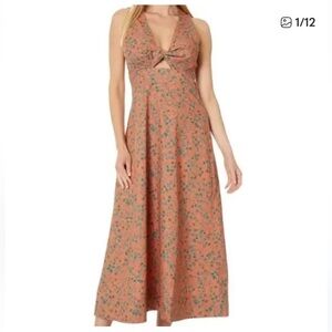 Madewell Sleeveless Coral Floral Midi Dress